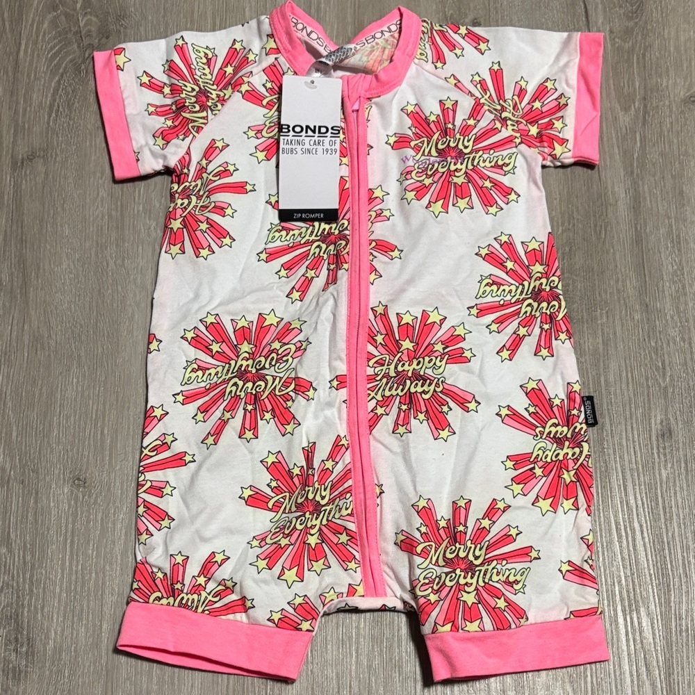 Bonds Kids Bodysuit in Pink and White